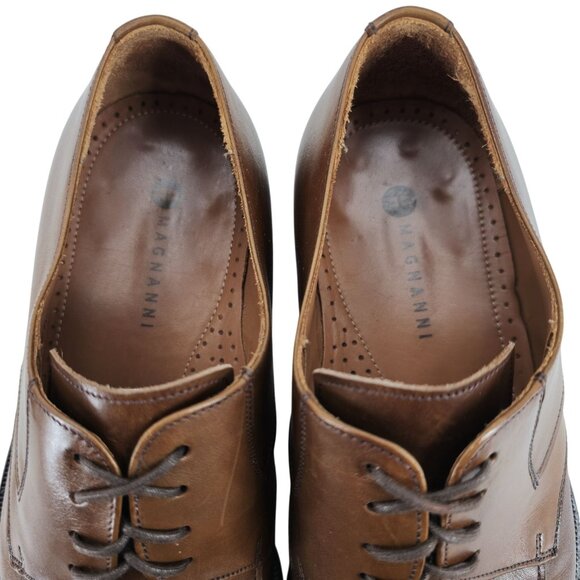 Magnanni Spain Dress Shoes Men's Size 8 Brown Leather Apron-toe Derby Oxfords 41 - Picture 5 of 13